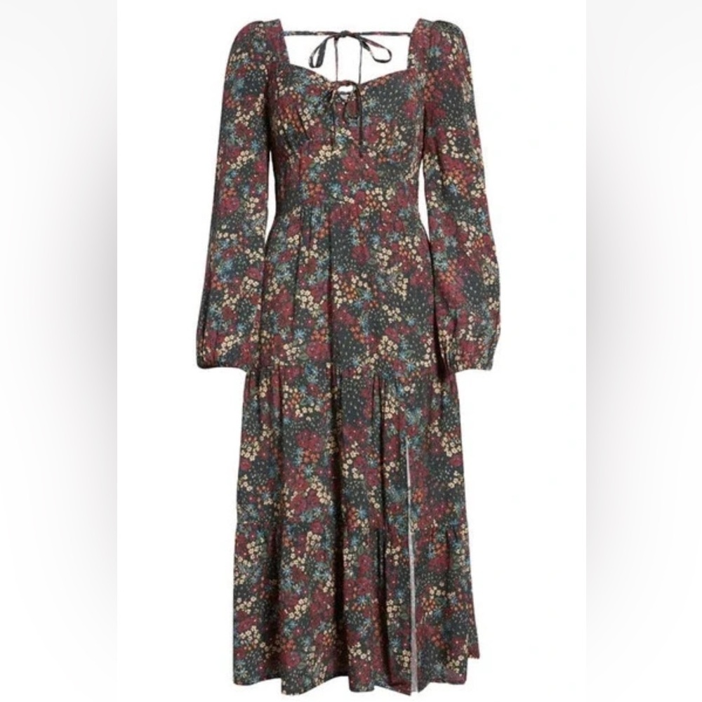 PAIGE Josefina Long Sleeve Floral Print Midi Dress - Picture 4 of 10